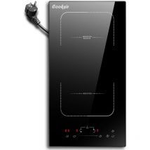 Cooksir - Piano Cottura a Induzione a 2 Piastre con Spina, Piano Cottura Induzione Piano Cottura Elettrico 2 Zone, Flex Zone, 220V-240V, Piano