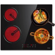 Piano cottura elettrico in vetroceramica, piastra 4 fuochi, 6000W,9 livelli di potenza,blocco di sicurezza,nessuna spina inclusa, incasso Hobsir