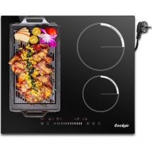 Cooksir - Piano Cottura Induzione 4 Piastre con Spina, Piano Cottura a Induzione4 fuochi, da incasso 59cm, 3500W, zona combinata per grill, comando a