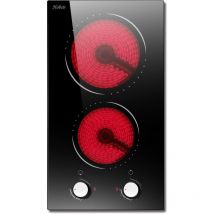 Hobsir - Piano Cottura Vetroceramica 2 Zone, Manopola in Vetroceramica 9 Livelli di Potenza, 2 Piani Cottura Integrati, Indicatore di Calore Residuo,
