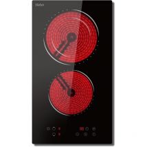 Hobsir - Piano Cottura Vetroceramica 2 Zone, Piano Cottura in Ceramica 30 cm, 3200W, Comando a Sfioramento, Doppia Zona, 9 Livelli di Potenza, Blocco