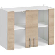 Mobile pensile da cucina Eco Quercia Naturale a 2 ante vetrate l 80 cm