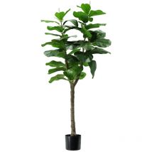 Pianta di ficus lyrata in polietilene con 60 foglie, 130 cm