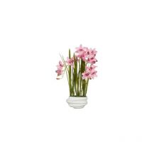 Pianta artificiale di cymbidium rosa orchidea barca con vaso