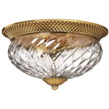 Plafoniera Contemporanea Plantation Ottone Bronzo Brunito Vetro 3 Luci E27