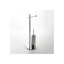 Piantana bagno da appoggio con porta rotolo e scopino