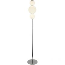Piantana Contemporaneo Snow Ball Acciaio Cromo Vetro Bianco Led 19W 3000K