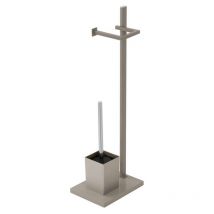 Piantana bagno porta scopino wc con base e porta rotolo
