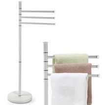 Piantana Portasciugamani Parigi da Bagno 3 Bracci in Metallo Bianco 20 x 83 cm