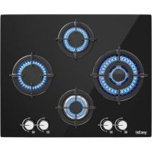 Iseasy - Piano Cottura A Gas, Piano Cottura A Gas Con 4 Fuochi A Gas, Cucina Da Incasso, Gas Metano/propano (4 Fuochi)
