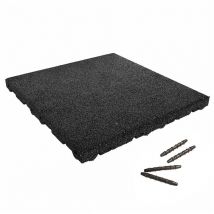 Piastrella in gomma con incastro a mortasa e tenone 50x50 cm - 55 mm - Nero