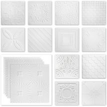 Piastrelle soffitto polistirolo xps - bianco molti motivi 50x50cm - confezione risparmio n.01 a n.69: No.12, Pacchetto Max (miglior prezzo)