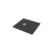 Bagno Expert - Piatto doccia 100x110 h.2,8 in marmo resina effetto pietra nero - Nero opaco