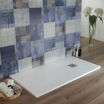 Lapis - Piatto Doccia 80x130 cm in Resina Tagliabile Bianco Effetto PietraBlan