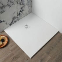 Kiamami Valentina - Piatto Doccia 80X80 In Resina Bianco Effetto Pietra Muse