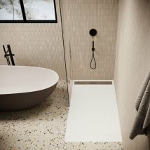 Stano. - Piatto doccia ultrasottile 90 x 160 cm lucia in SoliCast finitura ardesia bianco