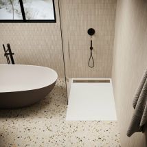 Stano. - Piatto doccia ultrasottile 90 x 120 cm lucia in SoliCast finitura ardesia bianco
