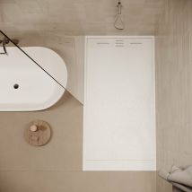 Stano. - Piatto doccia ultrasottile 80 x 160 cm salvi in SoliCast finitura ardesia bianco