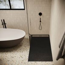 Stano. - Piatto doccia ultrasottile 90 x 180 cm lucia in SoliCast finitura ardesia nero