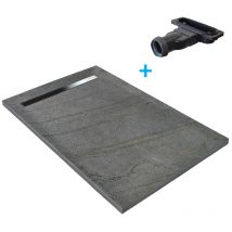 Marmox - Piatto doccia a canale 90 x 90 cm in pietra naturale - ardesia