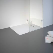 Schulte - Piatto doccia a un piano, effetto pietra bianca, ultraleggero, tagliabile su misura 80 x 90 cm
