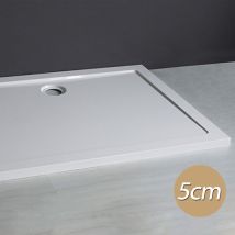 Essence Arredo Bagno - Piatto doccia acrilico rettangolare bianco scarico incluso altezza 5cm, dimensioni 80x140