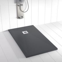 Shower Online - Piatto doccia in Resina ples Antracite antiscivolo - 70x180 cm - Griglia + Valvola gratis