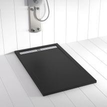 Shower Online - Piatto doccia in Resina flow Nero antiscivolo - 70x90 cm - Griglia + Valvola gratis