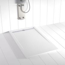 Shower Online - Piatto doccia in Resina flow Bianco antiscivolo - 70x170 cm - Griglia + Valvola gratis