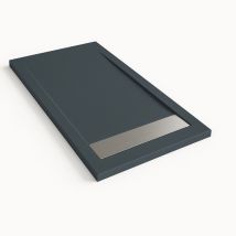 Piatto Doccia Bidai Con Bordo Colore Grigio Ardesia Ral 7015 90x110cm Griglia Acciaio Inox
