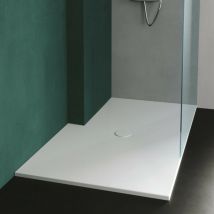 Incanthoo - Piatto Doccia Ceramica 80 x 120 cm Bianco - Uniko di Azzurra Ultraflat - H3 cmAntiscivolo Senza Bordi - Con Piletta Bianca