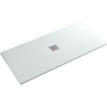 Olimpo Docce - Piatto doccia in marmo resina effetto pietra con foro centrale bianco chic, seleziona misura 70x90
