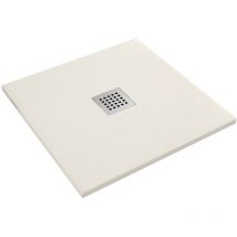 Olimpo Docce - Piatto doccia in marmo resina effetto pietra con foro centrale crema chic, seleziona misura 80x80