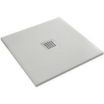 Olimpo Docce - Piatto doccia in marmo resina effetto pietra con foro centrale grigio chiaro chic, seleziona misura 70x90