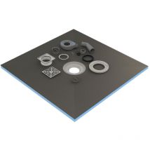 Valstorm - Piatto doccia cm 100 x 100 x 4 pronto per affiancare con sifone + griglia inox