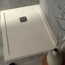 Tamanaco - Piatto Doccia 70x120xh3,3 cm Color Crema Con Bordo - Piletta di Scarico Inclusa