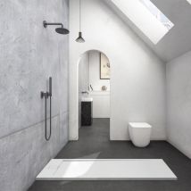 Karag - Piatto doccia di pietra artificiale roccia bianco, dimensioni 120x80