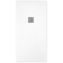 Hdcasa - Piatto doccia effetto pietra 80x100 Bianco marmoresina pieno Piletta inclusa
