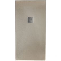Hdcasa - Piatto doccia effetto pietra 80x160 Tortora marmoresina pieno Piletta inclusa