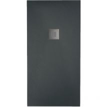 Hdcasa - Piatto doccia effetto pietra 90x100 Antracite marmoresina pieno Piletta inclusa