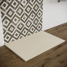 Marinelligroup - Piatto doccia 80X100 effetto pietra smc resina (no mineralmarmo) beige spessore 2,6 cm Euclide