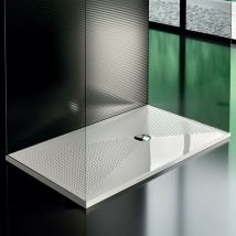 Incanthoo - Piatto Doccia In Ceramica 80 x 80 cm Bianco Lucido Ultraflat - 3 cmAntiscivolo - Antigraffio - Antibatterico