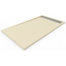 Allstone - Piatto doccia in marmoresina con cornice premium Tutte le taglie - 6 colori - Valvola e griglia regalo - Crema Ral. 1015 90X150 cm