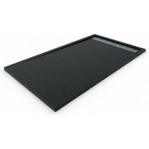 Allstone - Piatto doccia in marmoresina con cornice premium Tutte le taglie - 6 colori - Valvola e griglia regalo - Nero Ral. 9005 70X90 cm