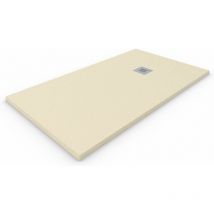 Allstone - Piatto doccia in marmoresina extra piatto Tutte le taglie - 6 colori - Valvola e griglia regalo - Crema Ral. 1015 80X100 cm
