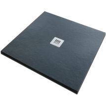 Solidstone - Piatto Doccia In Pietra Alto 2,8 Cm - Antracite Grafite Nero 80x80