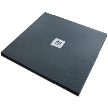 Piatto doccia in pietra Solidstone alto 2,8 cm - Antracite Grafite nero 80x80