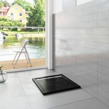 Piatto Doccia Quadrato 90x90x3 cm in Pietra Vulcanica e Resina Mista finitura Pietra Nera Ruvida Ultraslim Antiscivolo Antibatterico