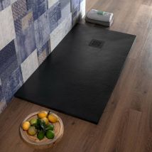 Lapis - Piatto Doccia in Resina 70x100 cm Antracite Effetto Pietra Blan