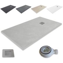 Outletaseo - piatto doccia in resina extra piatta tutte le misure disponibili- antiscivolo text ura LAVAGNA【160x70, gis ciment RAL-7036】- Include